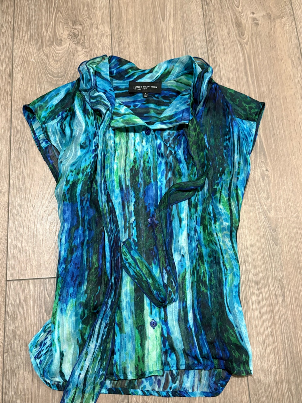 Women's Blue & Green Printed Top
